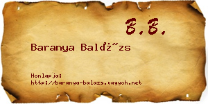 Baranya Balázs névjegykártya